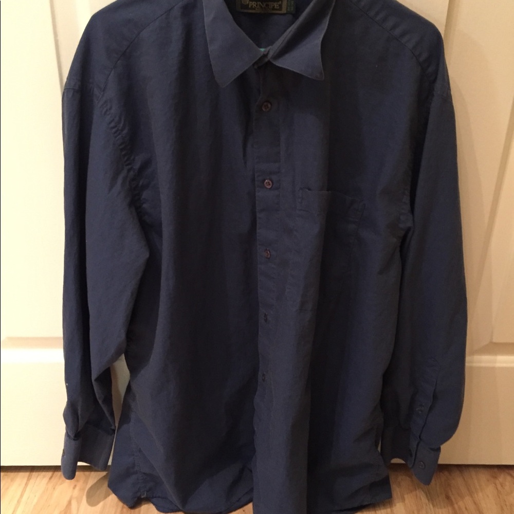 Principe Dark Blue Buttondown Shirt 17.5 32/33